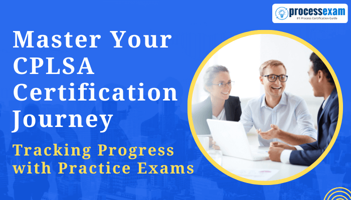 Group of professionals discussing certification strategies, emphasizing the importance of tracking progress with practice exams for CPLSA certification success.